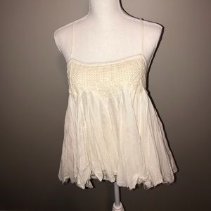 Free People - cream flowy tank top